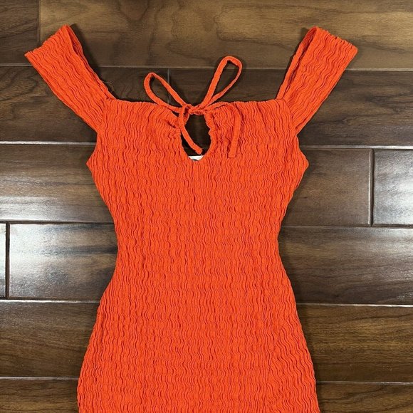 Free People Beach Size XS Orange Eleni Bodycon Midi Maxi Dress‎ - Picture 3 of 12